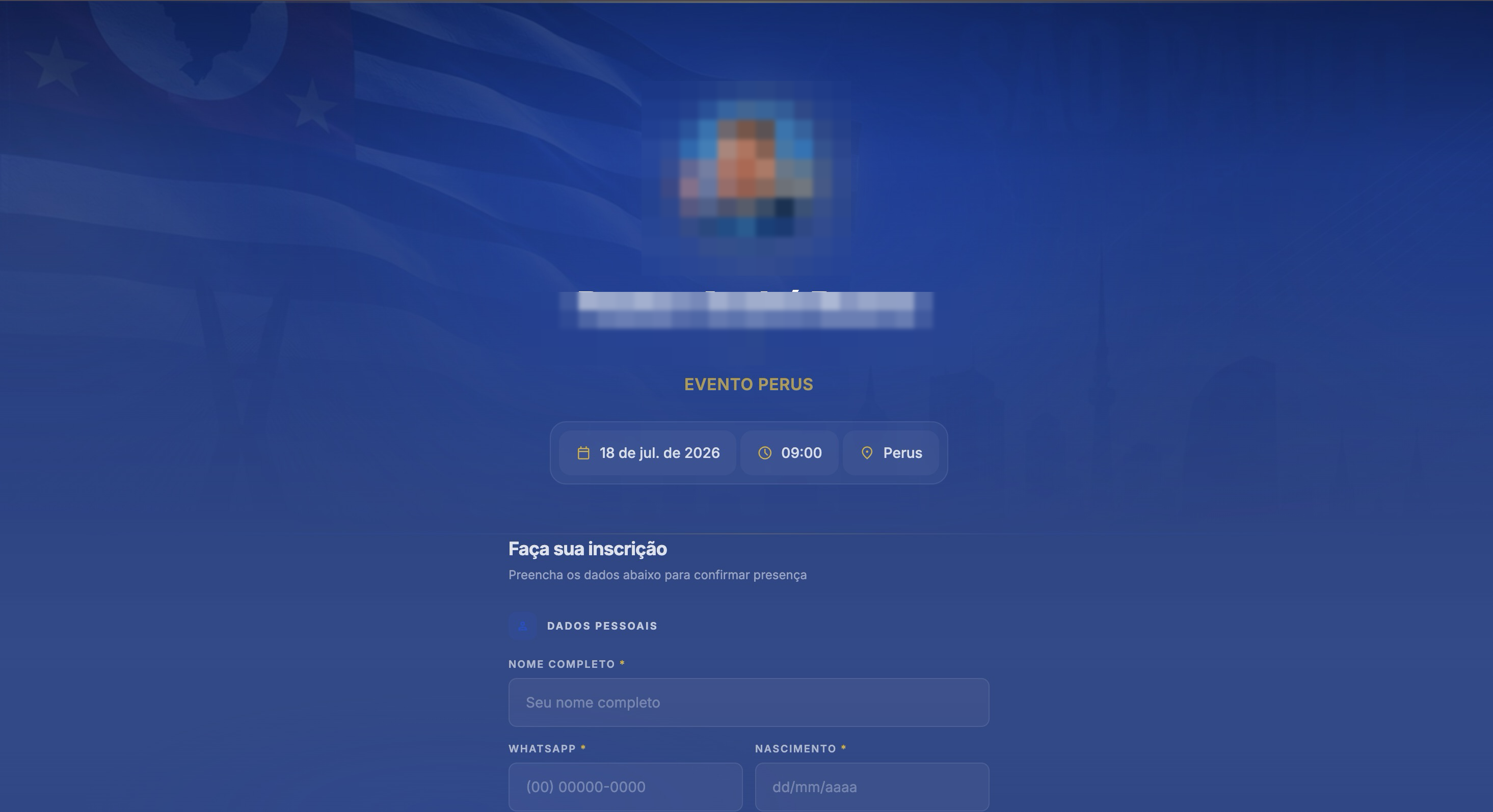 Landing page de evento com inscrição